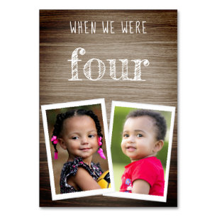 Wenn wir Alter Retro-Kinderfotos auf Holz Hochzeit Tischnummer