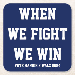 Wenn wir kämpfen gewinnen wir Harris Walz Rechteckiger Pappuntersetzer