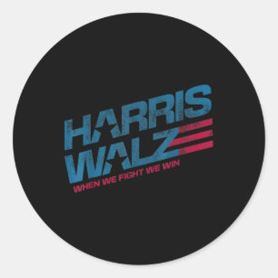 Wenn wir kämpfen, gewinnen wir Kamala Harris Cat L Runder Aufkleber