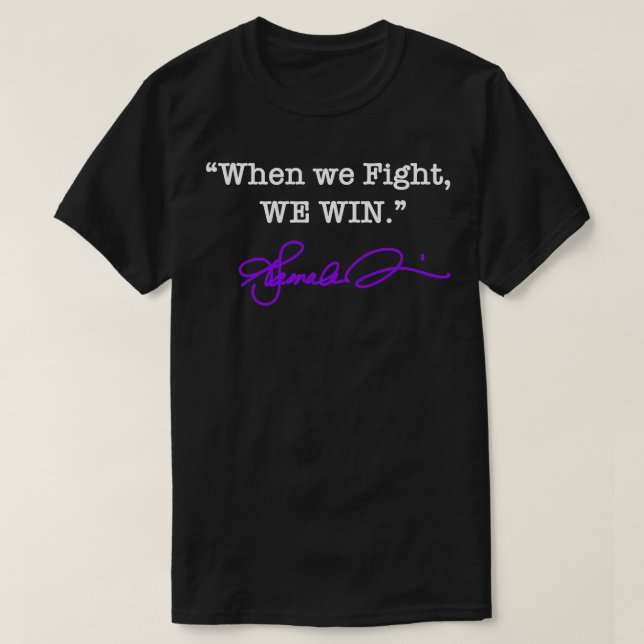 Wenn wir kämpfen Wir gewinnen Kamala lila Signatur T-Shirt (Design vorne)