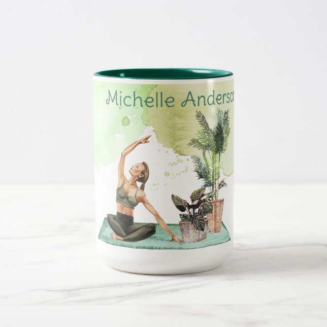 Wenn wir uns die Yoga-Tasse von Aquarell anhören Zweifarbige Tasse (Mittel)