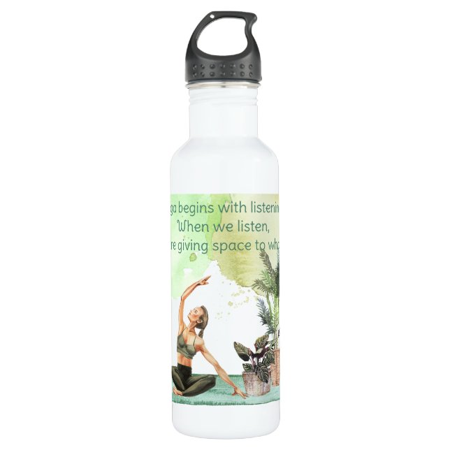 Wenn wir Wasserfarbe Yoga Wasserflasche hören Edelstahlflasche (Vorderseite)