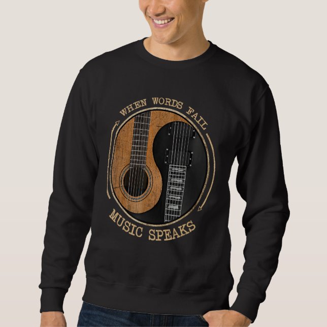 Wenn Worte Musik Versagt spricht Ying Yang Gitarre Sweatshirt (Vorderseite)