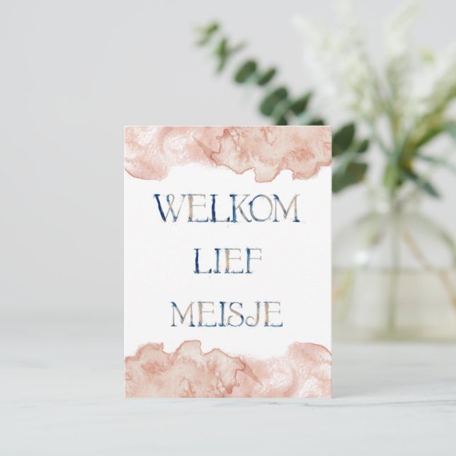 Wenskaart (10,8 x 14,2 cm) - Welkom Lief Meisje Postkarte (Stehend Vorderseite)