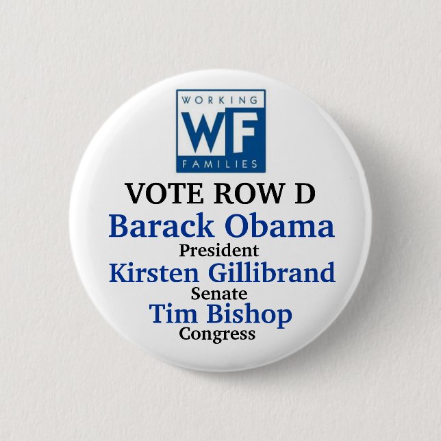 WEP für Obama Gillibrand und Bischof Button (Vorderseite)