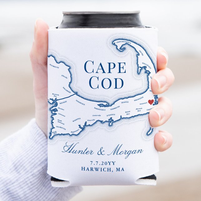 Wequassett Resort Cape Cod Map Gastgeschenk Hochze Dosenkühler (This Wequassett Resort and Golf Club can coozie is perfect for your Harwich destination wedding)