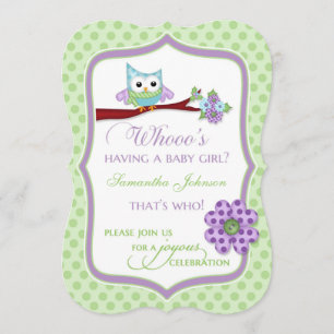 Wer bekommt ein Baby Mädchen? Eulen-Baby-Shower-Ei Einladung