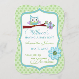 Wer bekommt einen BabyBoy? Eulen-Baby-Shower-Einla Einladung