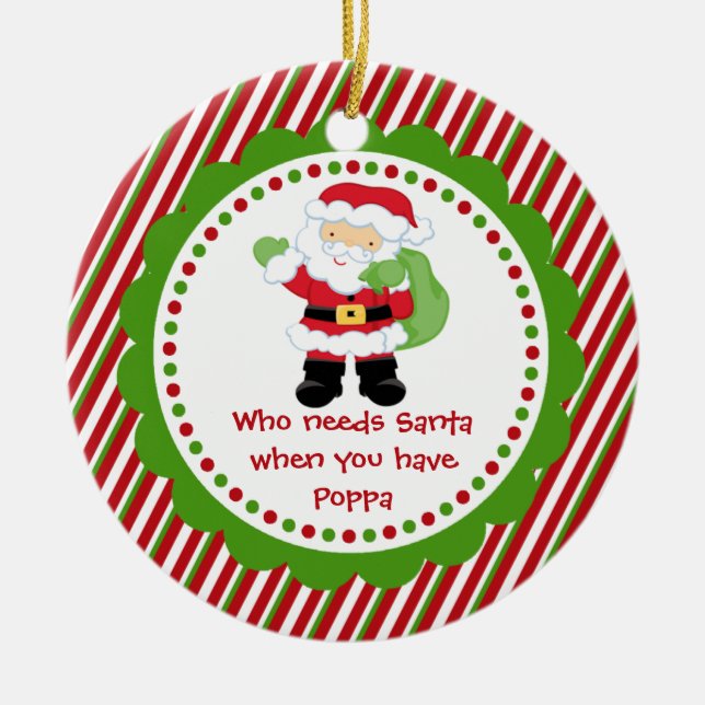 Wer benötigt Sankt… Pappa-Weihnachtsverzierung Keramik Ornament (Vorne)