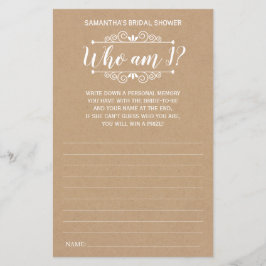 Wer bin ich Brautparty Englisch Spanisch rustikale