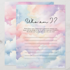 Wer bin ich Pastell Cloud Nine Brautparty Game