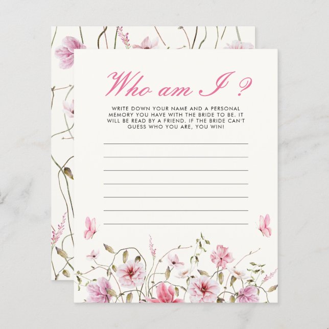 Wer bin ich Schmetterlinge Brautparty Game (Vorne/Hinten)