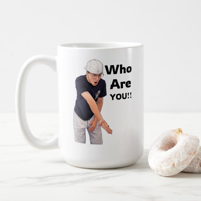 Wer bist du Cam Kaffeetasse (Mit Donut)