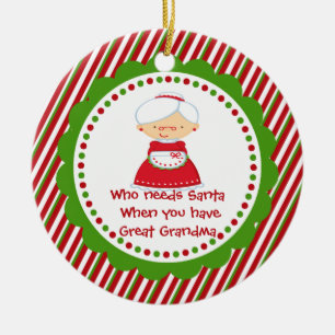 Wer braucht den Weihnachtsmann. Große Oma Weihnach Keramikornament