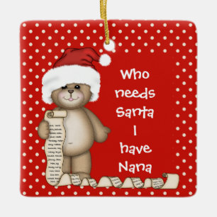 Wer braucht den Weihnachtsmann? Nana Christmas Orn Keramikornament