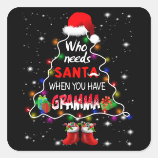 Wer braucht Santa, wenn man Grammatik hat Quadratischer Aufkleber