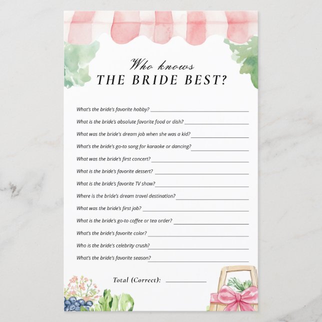Wer das Bride Best Fresh Off Market Bridal Game ke (Vorderseite)