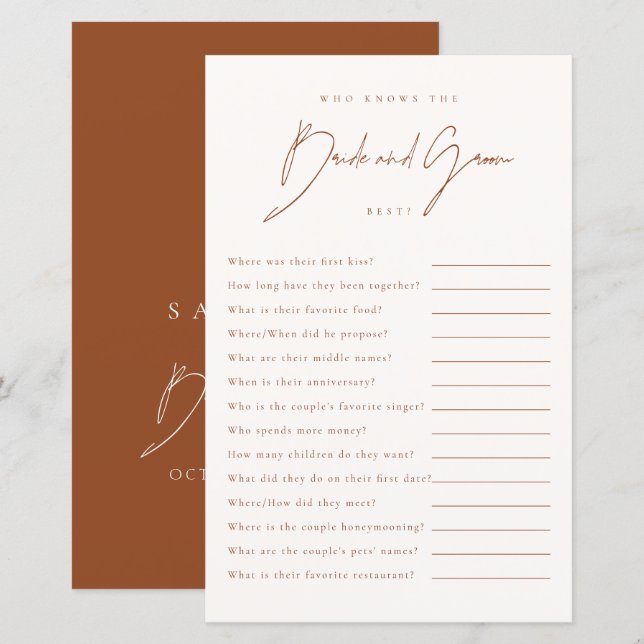 Wer das Bride&Groom Best Brautparty Game kennt (Vorne/Hinten)