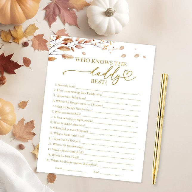 Wer das Daddy Best Fall Baby Shower Game kennt Einladung (Von Creator hochgeladen)