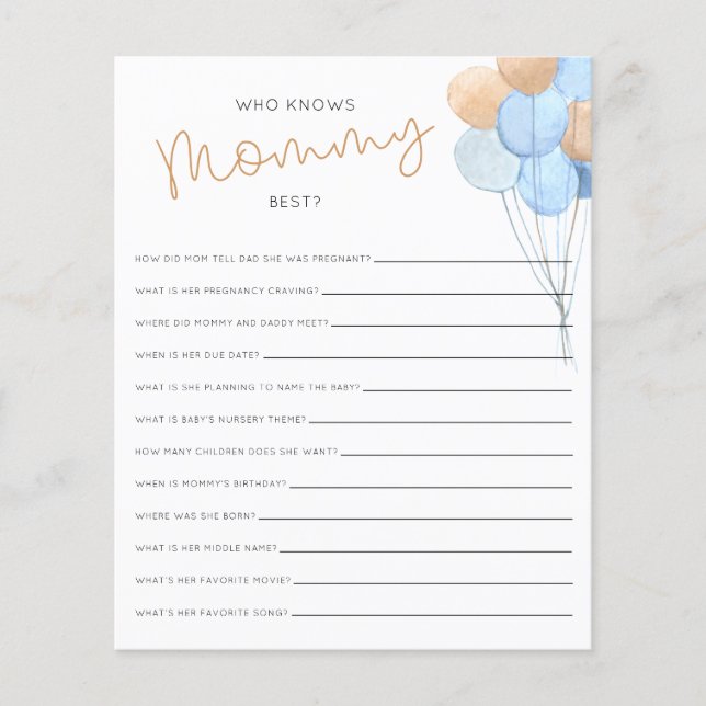 Wer das Mama Best Baby Shower Game kennt (Vorderseite)