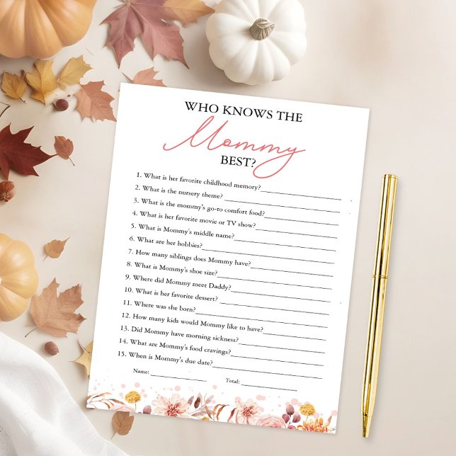 Wer das Mommy Best Fall Baby Shower Game kennt Einladung (Von Creator hochgeladen)