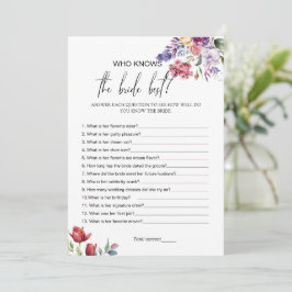 Wer die Bride Best Brautparty Game Card kennt Einladung