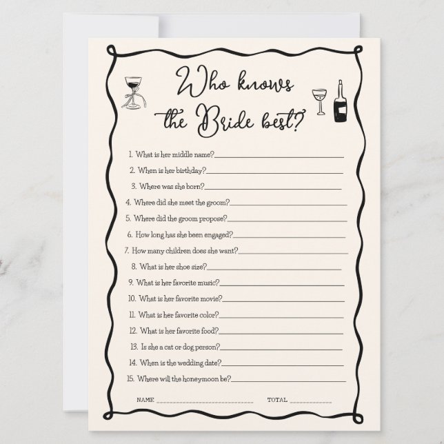 Wer die Bride Best Game Card kennt, weiß das auch. Einladung (Vorderseite)