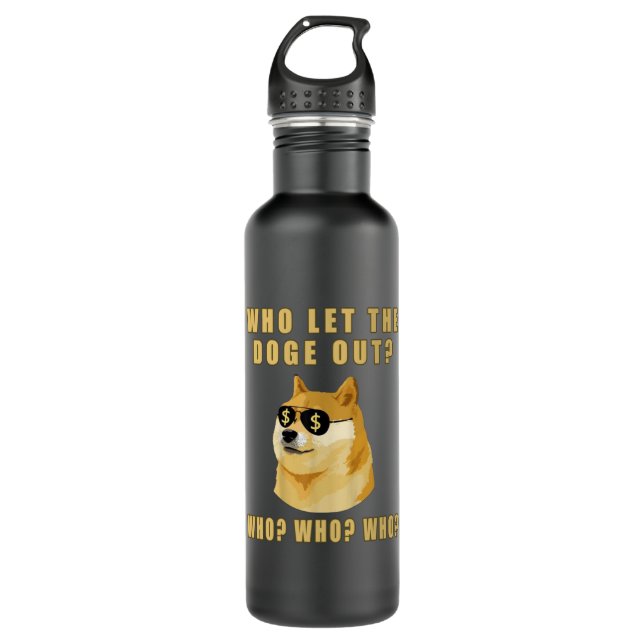 Wer die Doge gelassen hat, wer Dogecoin Hund Edelstahlflasche (Vorderseite)