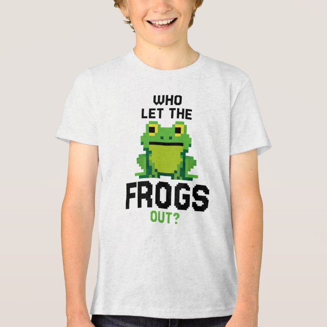 Wer die Frösche draußen Lasse, liebt Amphibienpixe Tri-Blend Shirt (Vorderseite)