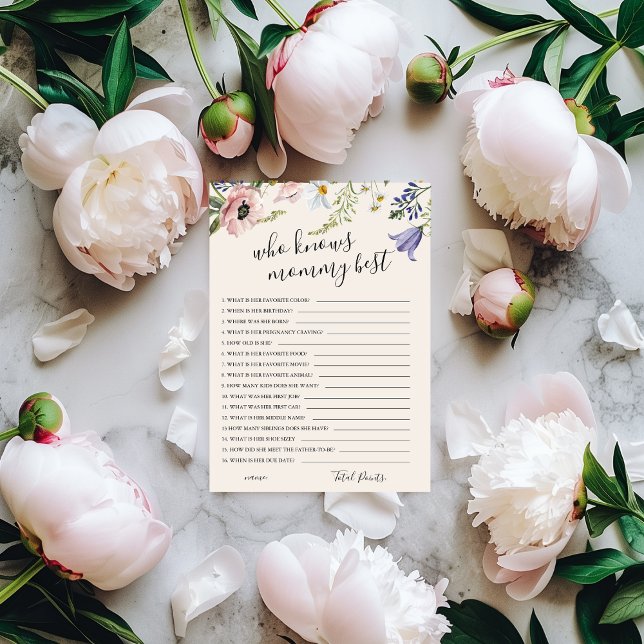 Wer die Mama Best Baby Shower Game Card kennt Einladung (Von Creator hochgeladen)