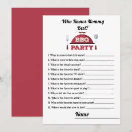 Wer die Mama Best GRILLEN Baby Shower Game Card ke Einladung