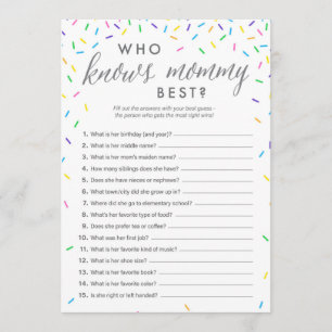 Wer die Mama Best Shower Game Card kennt - Sprinkl Programm