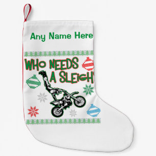 Wer eine Pferdeschlitten Dirtbike Kleiner Weihnachtsstrumpf