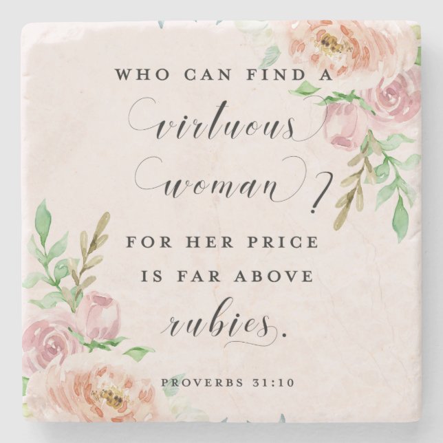 Wer einen rechtschaffenen Frauen-Untersetzer Steinuntersetzer (Vorderseite)