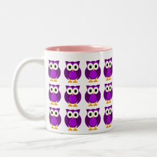 Wer? Frau Purple Owl Cartoon Zweifarbige Tasse