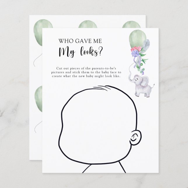 Wer gab mir mein Aussehen-Baby-Duschspiel? (Vorne/Hinten)