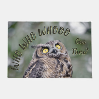 Wer geht da hin? Funny Owl Doormat Fußmatte