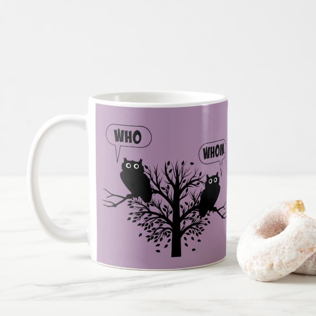 Wer Grammar Owls English Style Spaß Kaffeetasse (Mit Donut)