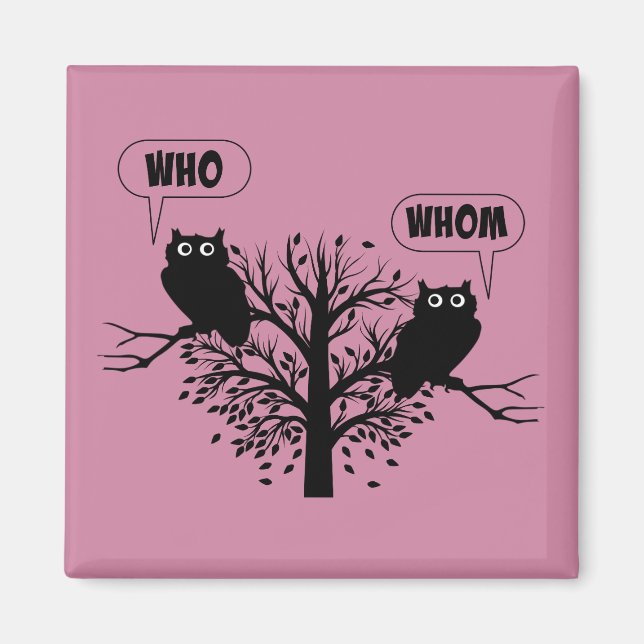 Wer Grammar Owls English Style Spaß Magnet (Vorne)