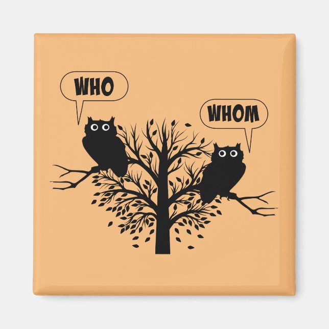 Wer Grammar Owls English Style Spaß Magnet (Vorne)