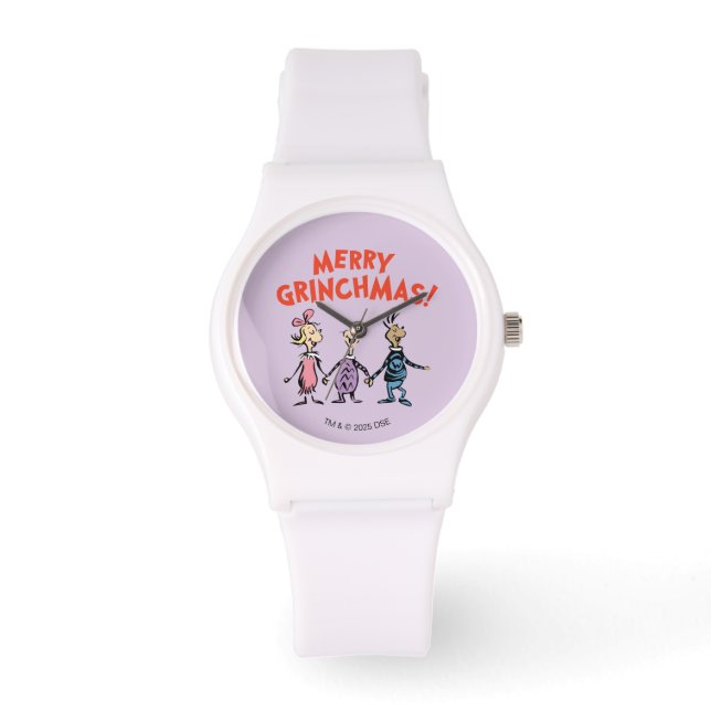 Wer hält Händchen Frohe Grinchmas Armbanduhr (Vorderseite)