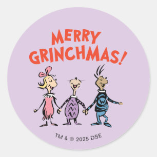 Wer Händchen hält, frohe Grinchmas Runder Aufkleber