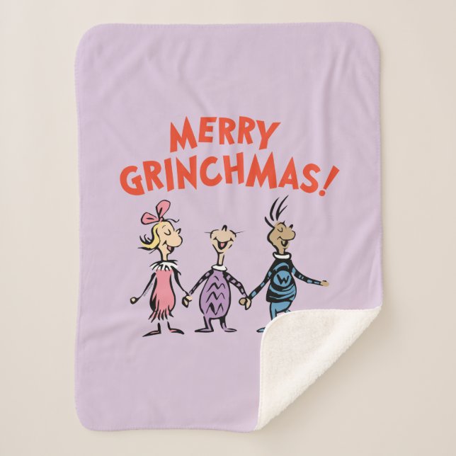 Wer Händchen hält, frohe Grinchmas Sherpadecke (Vorderseite)