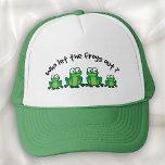 Wer hat die Frösche Gelassen? Truckerkappe<br><div class="desc">Für Froschliebhaber überall. 'Who Ließ The Frogs Out' ist eine lustige Parodie eines bekannten Liedes. Mit einer niedlichen Cartoon-Familie von vier Fröschen - Mama, Papa und natürlich die Kinder. Erhältlich in einer breiten Palette von Produkten und Stilen. Fügen Sie Ihren eigenen Text hinzu, um das Design anzupassen. Umformen, drehen und...</div>