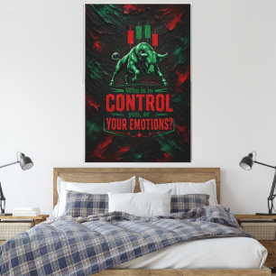 Wer hat die Kontrolle Intensives Bull Design Leinwanddruck