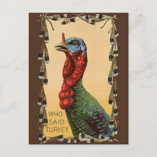 Wer hat die Türkei gesagt? Funny Erntedank Postcar Feiertagspostkarte