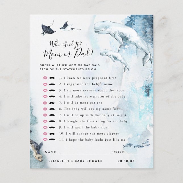 Wer hat es gesagt? | Baby Showspiel (Vorderseite)