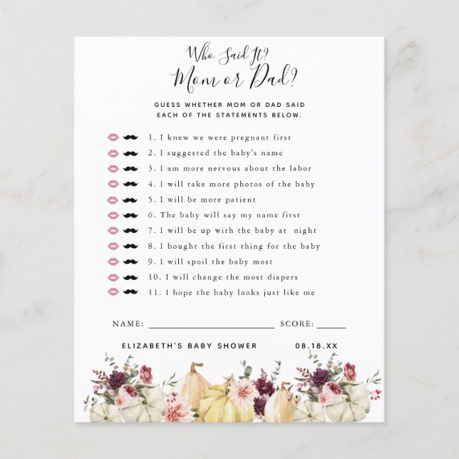 Wer hat es gesagt? | Baby Showspiel (Vorderseite)