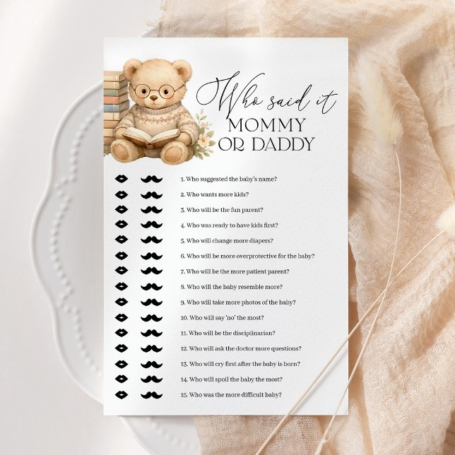Wer hat es gesagt? Mami oder Papi Bär Baby Shower  (Von Creator hochgeladen)