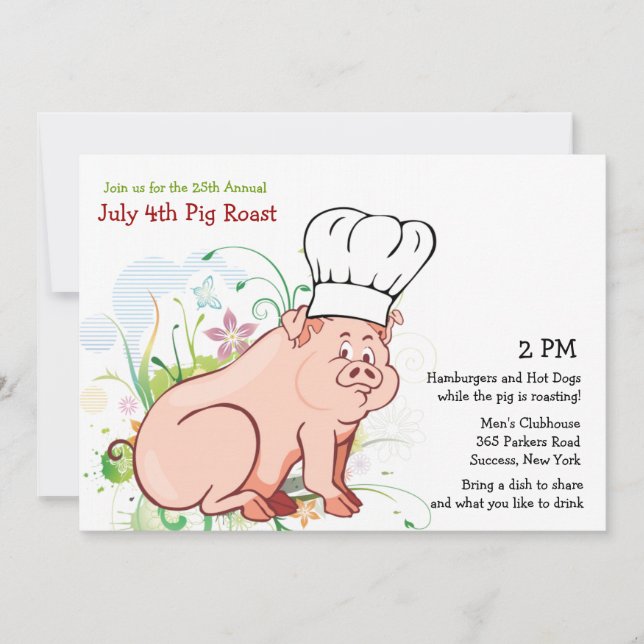 Wer hat geraubt? Einladung von Pig Roast (Vorderseite)